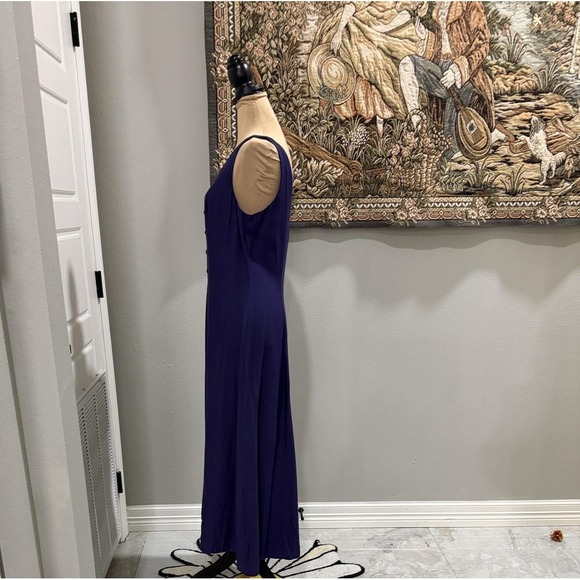 Dress Womens 8 Purple Sleeveless Button Front V Neck Maxi A Line Casual Summer - Picture 3 of 9